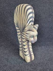 lot 243 image: Hand Carved Indonesian Wood White Tiger