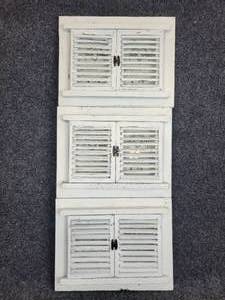 lot 251 image: White Distressed Recycled Wood Photo Frames with Shutters