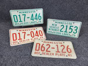 lot 277 image: Lot of (4) Vintage Minnesota License Plates