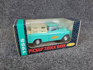 lot 298 image: ERTL 1955 Chevy True Value Pickup Truck Bank - NEW In Box, 125 Scale