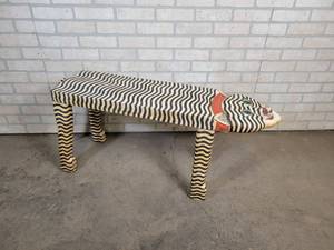 lot 337 image: Large Carved Indonesian Wood White Tiger Bench - NO SHIPPING
