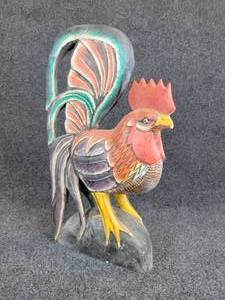 lot 343 image: Hand Carved Indonesian Wood Rooster