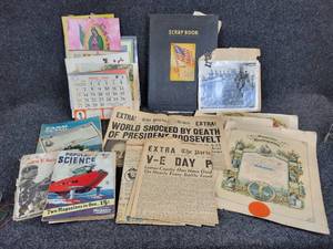 lot 344 image: Large Lot of Ephemera - Newspapers, Magazines, Calendars, Photos, and More from 1904-1970s