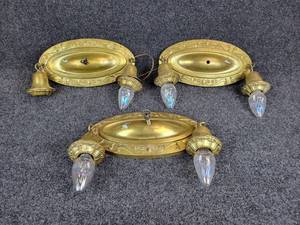 lot 345 image: Set of (3) Vintage Brass Ceiling Lamps