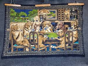 lot 358 image: Dogs Playing Poker Printed Textile from Turkey