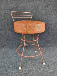 lot 360 image: Vintage Orange Swiveling Stool from Homecrest Company of Wadena, MN