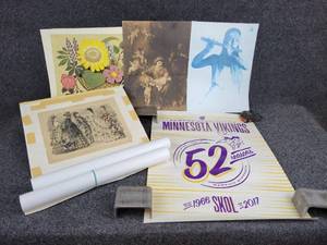lot 370 image: Lot of Prints, and Engraving - Godyes For May 1873, and (3) MN Vikings Posters from 2017, Celebrating 52 years of Training Camp in Mankato