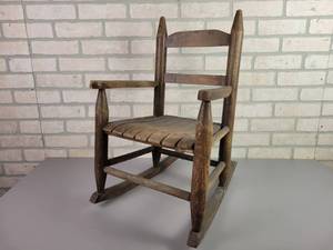 lot 53 image: Antique Wood Childs Rocking Chair