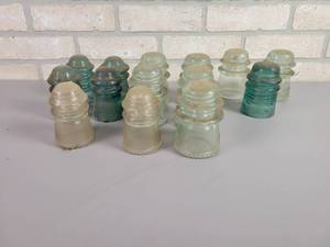 lot 59 image: (14) Antique Glass Telephone Pole Insulators - Hemingray and Amtel & Telco