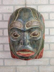 lot 38 image: Hand Carved South Pacific Mask - BTD Carved in the Back - Approx. 16 x 12