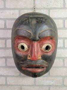 lot 41 image: Hand Carved South Pacific Mask - BTD Carved in the Back - Approx. 15.5 x 12