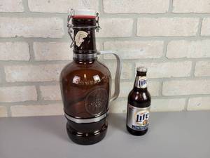 lot 110 image: Miller Lite Bottle w 164 Scale NASCAR Inside  Large German Bier Bottle