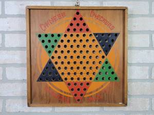 lot 124 image: Vintage Wood Chinese Checkers Game Board - Would be awesome Game room Dcor