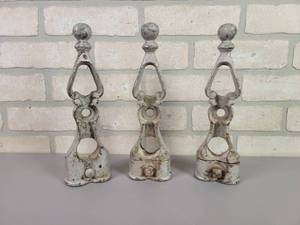 lot 135 image: (3) Antique Cast Iron Fence Post Finials