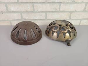 lot 136 image: (2) Antique Cast Iron Stove Finial Tops