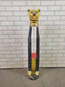 lot 9 image: Hand Carved Indonesian Wood Dapper Tiger Statue - Approx. 37 Tall - NO SHIPPING
