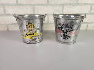 lot 146 image: (2) Schells Mini Galvanized Beer Buckets - New Ulm, MN