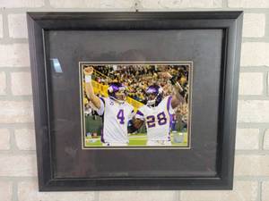 lot 150 image: Adrian Peterson & Brett Favre Framed Vikings Photo