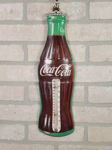 lot 153 image: Vintage Tin Coca-Cola Bottle Thermometer - DONASCO - Approx. 16 Tall