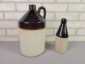 lot 159 image: Vintage Stoneware Jug and Ceramic Bottle