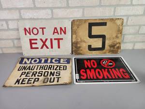 lot 169 image: (4) Assorted Signs - Approx. 14 x 10 Each