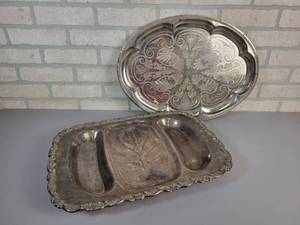 lot 408 image: Large Silver Plated Platter and Metal Platter