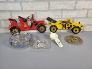 lot 419 image: Antique Car Wall Art, Windom Ash Tray, Vernon Center Separator and More