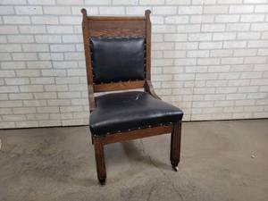 lot 431 image: Vintage Solid Wood Padded Chair - NO SHIPPING