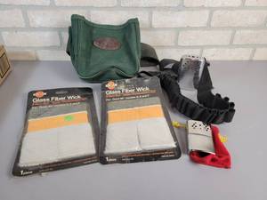 lot 435 image: (2) Hand Warmers, Ammunition Belt, Pouch and Kero-Sun Glass Fiber Wicks