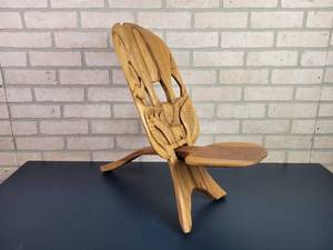 lot 2190 image: Hand Carved Wood Elephant 2-Piece Chair - Sometimes called a Chief Chair or Birthing Chair