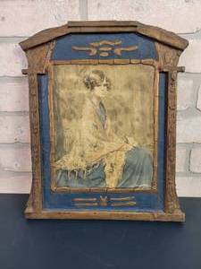 lot 2246 image: Vintage Alice Blue Gown Lithograph by Arthur Garrett in Unusual Frame