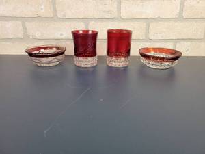 lot 2249 image: Antique Ruby Glasses and Bowls  - Souvenir of ELMIRA., Niagara Falls 1903 & Anoka, MN Souvenirs