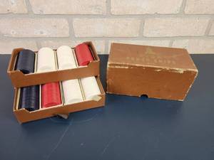 lot 2259 image: Vintage STUD Poker Chip Set in Original Case