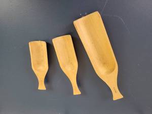 lot 2267 image: Set of (3) Hand Crafted Swedish Salt Scoops