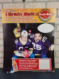 lot 2292 image: (5) New Old Stock GRAIN BELT Beer Fantasy Football Advertisements - New Ulm, MN