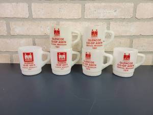lot 2313 image: (6) Anchor Hocking FIRE KING Coffee Mugs - Midland Products Glencoe. MN - 1975 to 1981