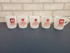 lot 2350 image: (5) Anchor Hocking FIRE KING Coffee Mugs - Midland Products Glencoe. MN - 1977 to 1981