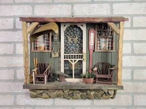lot 2360 image: Lake Cabin Diorama  Rack - Approx. 17.5 x 16 x 3