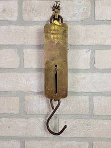 lot 2361 image: Antique Brass Face 50# Hanging Scale - John Chatillon & Sons New York, NY - No. 100