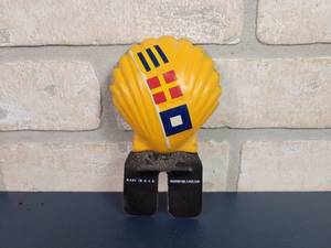 lot 2362 image: 1930s SHELL Gas Share the Road Embossed License Plate Topper