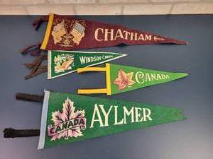 lot 2366 image: (4) Vintage Felt CANADA Pennants