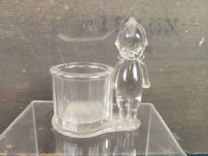lot 2385 image: 1910s Solid Glass KEWPIE Doll Toothpick  Jewelry Holder  Shot Glass