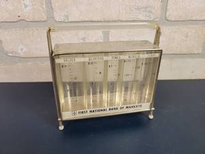lot 2418 image: Vintage First National Bank of Mankato Coin Stack Bank - Mankato, MN
