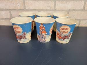 lot 2417 image: (6) Vintage Frosty Treat 16oz Waxed Dixie Cups