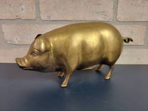 lot 2422 image: 1960s Solid Brass Piggy Bank
