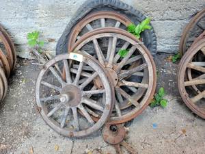 lot 41 image: (3) Wood Spoke FORD Model T Wheels