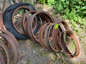 lot 108 image: (8) Antique Truck Outer Wheel Rims