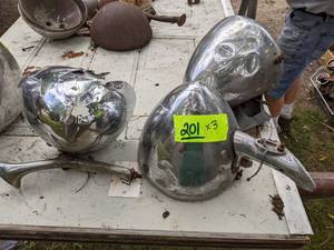 lot 201 image: (3) Antique Car Headlights
