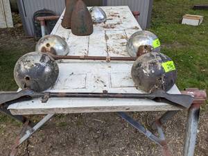 lot 206 image: Set of Antique Car Headlights with Bracket