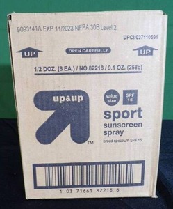 lot 15 image: Brand New  Sport Sunscreen Spray - SPF 15 - 9.1oz - up & up  (6 per box)